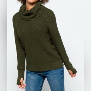 Market & Spruce Olive Green Cowl Neck Sweater